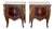 Early 20th Century French Louis XV Marquetry Marble-Top Nightstand or Side Tables, A Pair For Sale