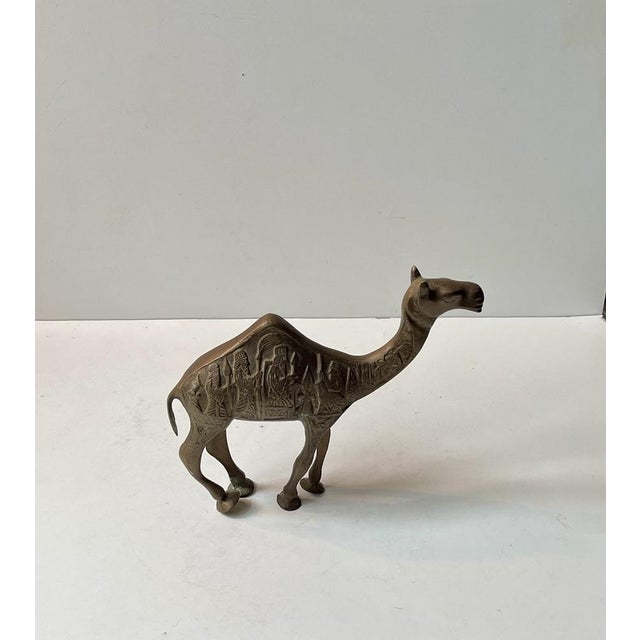 1970s Vintage Holy Land Camel Figurine in Etched Brass, 1970s For Sale - Image 5 of 9