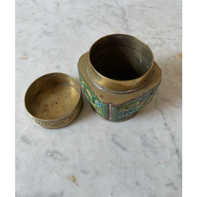 Antique Chinese Brass and Enamel Tea Box For Sale In New York - Image 6 of 7