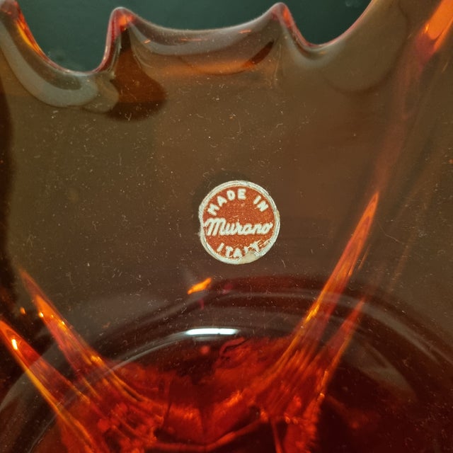 Orange Murano Centerpuece Bowl from Manifattura Di Murano, 1950s For Sale - Image 8 of 9