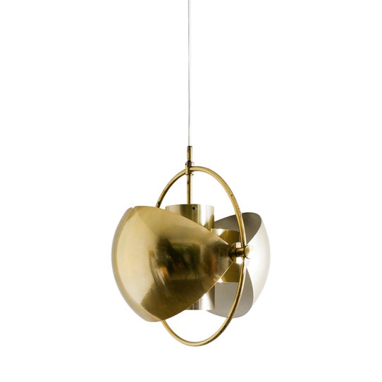 Mid-Century Modern Danish Multi Lite Brass Pendant by Louis Weisdorf for Lyfa, 1960s For Sale