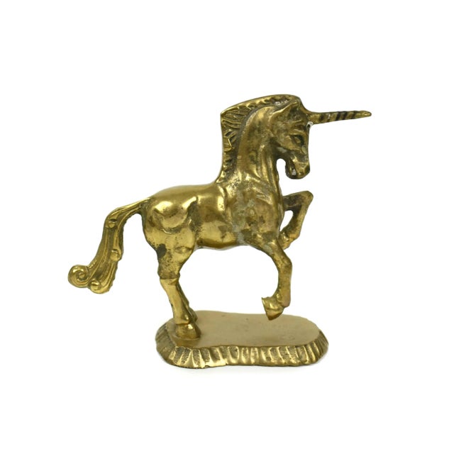 Vintage Brass Unicorn Horse Figurine Model For Sale - Image 4 of 7