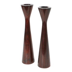 Pr. Mid 20th Century Danish Modern Rosewood Candlesticks