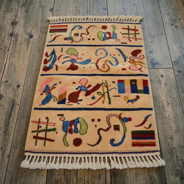 Kandinsky - Four Parts - Inspired Hand Knotted Area Rug Small Rug 2′7″ × 4′2″ For Sale - Image 4 of 18