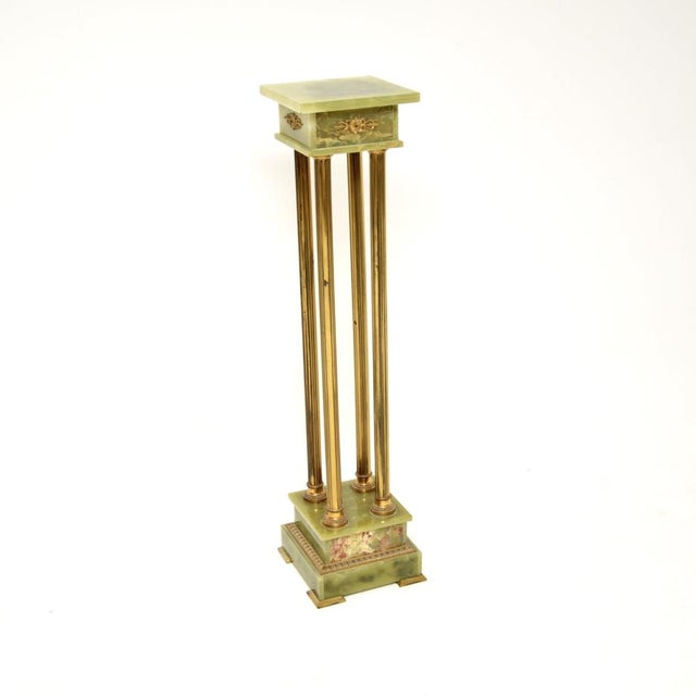 Antique French Onyx and Brass Plant Stand Column, 1900s For Sale - Image 11 of 11
