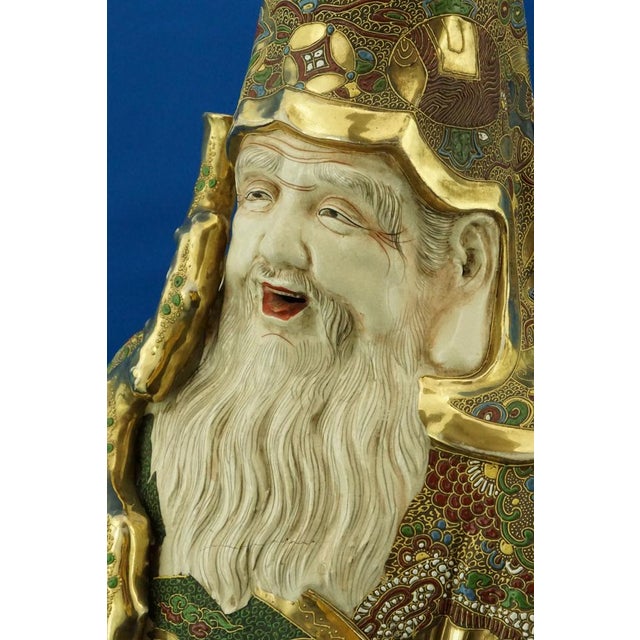 Large 19th Century Meiji Period Porcelain Sculpture of a Holy Monk from Satsuma, Japan, Late 1800s For Sale - Image 12 of 18