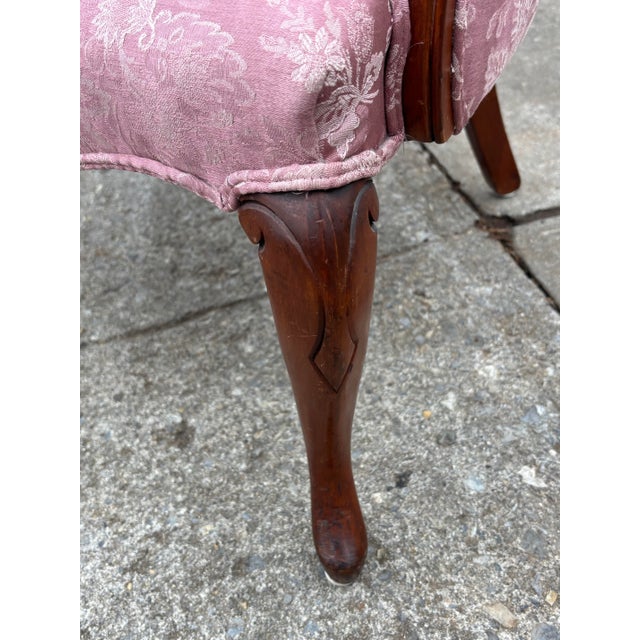 Vintage Pink Floral Channel Back Upholstered Chair For Sale - Image 12 of 13