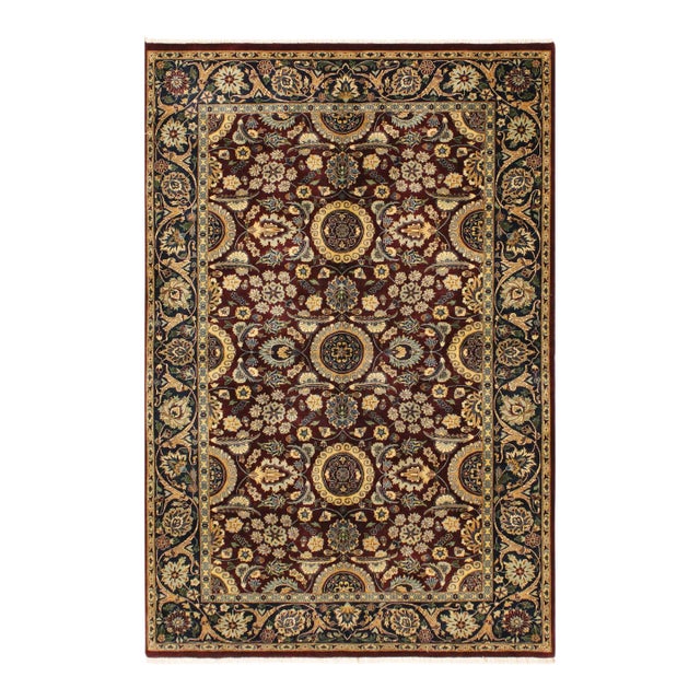 Classic 1990's Pak-Persian Maroon/Blue Wool Rug - 4'7'' X 7'3'' For Sale