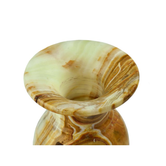 Mid 20th Century Solid Onyx Carved Traditional Urn Design Vase For Sale - Image 6 of 12