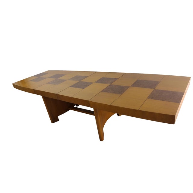 Authentic Gilbert Rohde for Herman Miller Dining Table With Burlwood Checkerboard Top & Two Leaves For Sale - Image 17 of 18