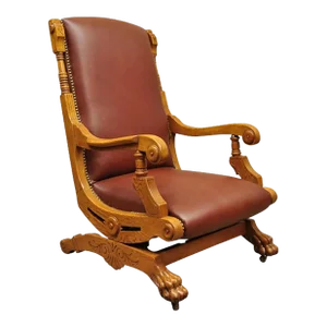 19th Century Antique Eastlake Victorian Oak Wood Paw Foot Platform Rocker Rocking Chair