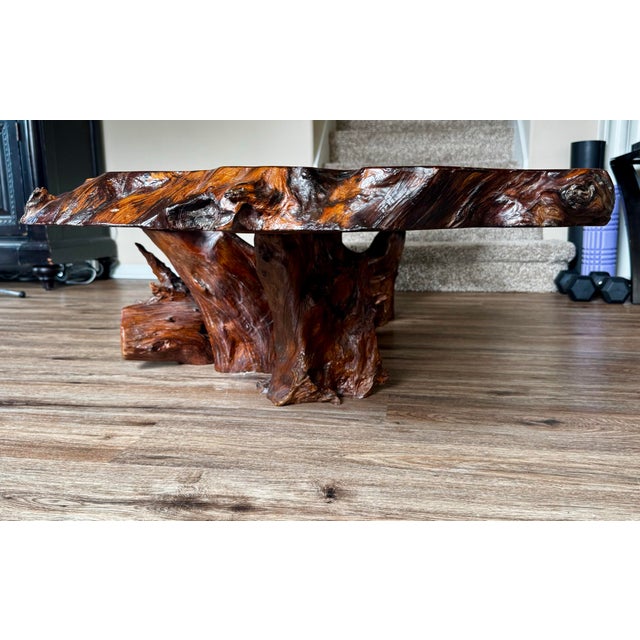 Brown Vintage Live Edge Redwood Burl Table – Sculptural Organic Form For Sale - Image 8 of 10