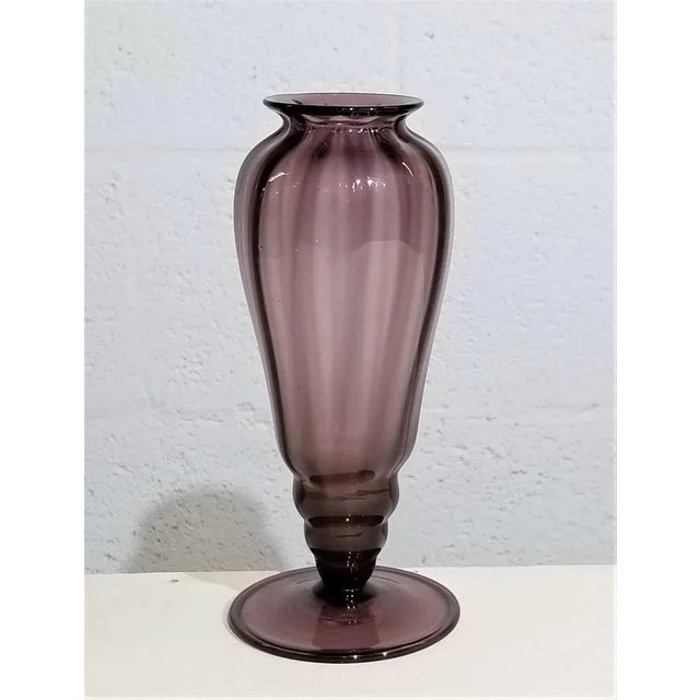 1920s Murano Glass Costolato Vase For Sale - Image 9 of 9
