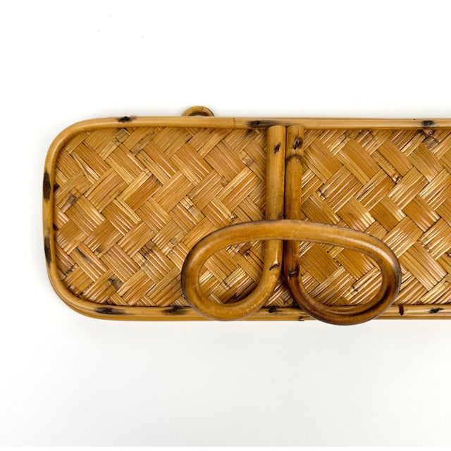 Tan Mid-Century Rattan and Bamboo Coat Rack Stand, Italy, 1960s For Sale - Image 8 of 10