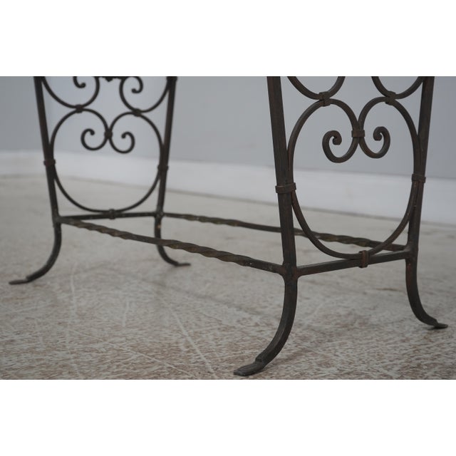 1920s Vintage Wrought Iron Base Marble Top Side Table For Sale - Image 5 of 12