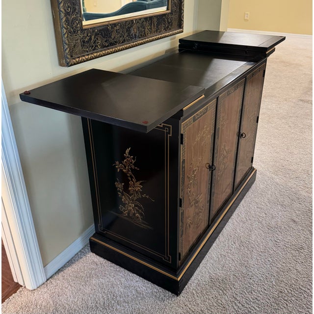 Wood 1980s Drexel Et Cetera Chinoiserie Flip-Top Server For Sale - Image 7 of 7