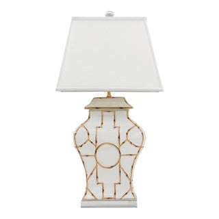 Scalamandre Maison by Port 68 Baldwin White Lamp, 33"H For Sale