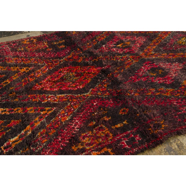 Traditional Vintage Moroccan Berber Rug in Dark Red & Orange by Rug & Kilim, 1950-1959 For Sale - Image 3 of 9