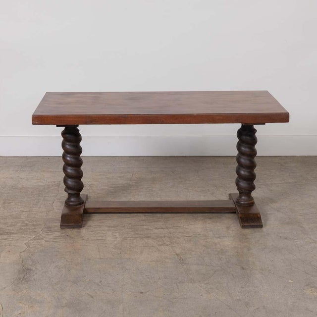 1940s French Carved Wood Rectangular Coffee Table For Sale - Image 4 of 13