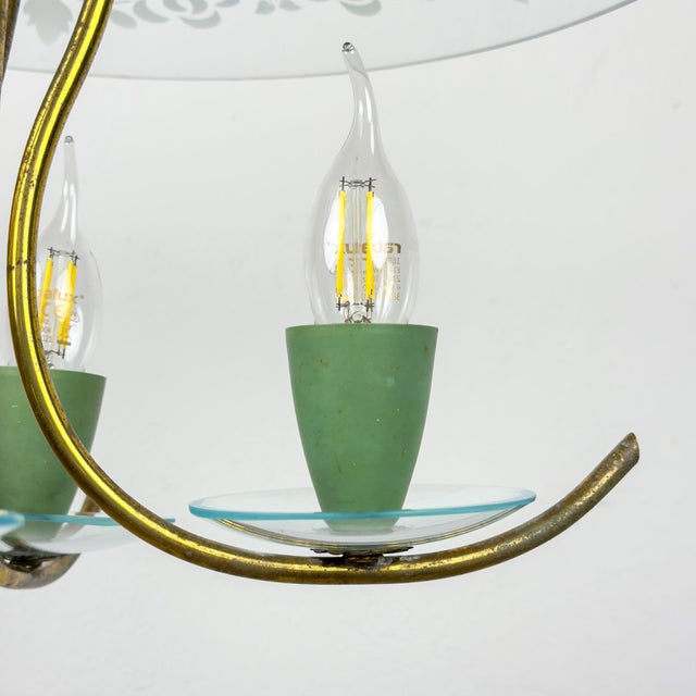 Gold Vintage Chandelier attributed to Pietro Chiesa for Fontana Arte, Italy, 1930s For Sale - Image 8 of 18