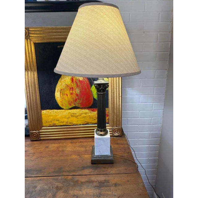 Vintage Marble & Brass Corinthian Column Lamps (Pair) Beautiful pair of vintage table lamps featuring classic Corinthian...