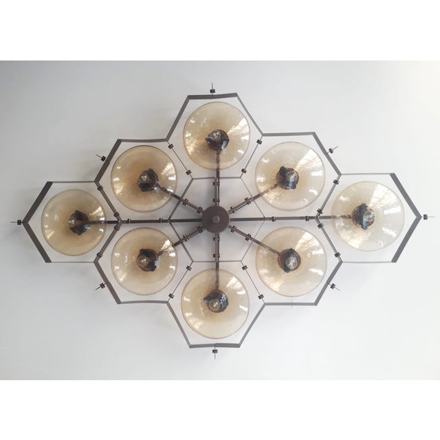Italian 21st Century Beehive Bronze Amber Bubbles Murano Flush Mount by Fabio LTD For Sale - Image 3 of 7