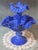 1990s Vintage Mid-Century Modern Fenton Periwinkle Blue Diamond Lace One Horn Epergne For Sale - Image 5 of 6