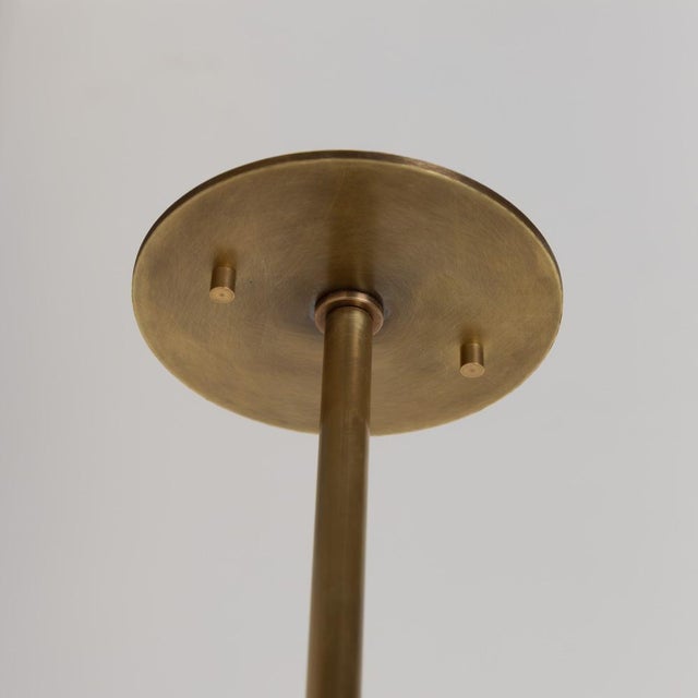 1950s Italian Brass and White Glass Pendant Light For Sale - Image 11 of 12