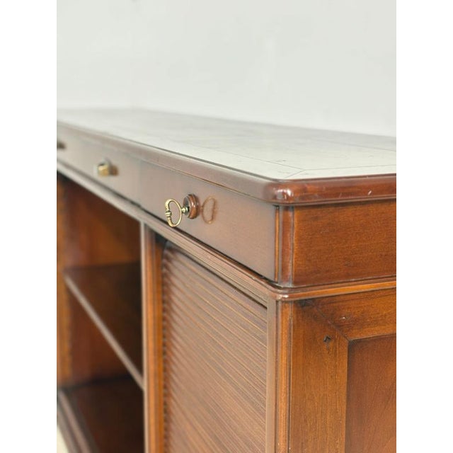 Brown English Style Mahogany Office Sideboard with Roll-Up Doors, 1960s For Sale - Image 8 of 12