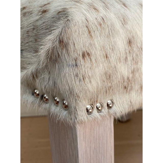 Modern Cowhide Bench With Whitewashed Legs by Vkg For Sale - Image 9 of 13