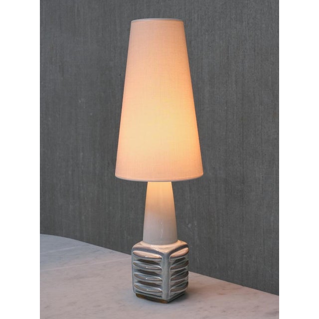 Misty Blue Glazed Ceramic Table Lamp by Einar Johansen for Søholm, Denmark, 1960s For Sale - Image 9 of 12