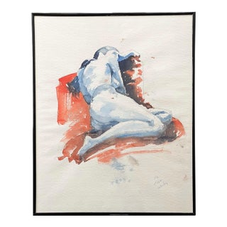 Vintage Watercolor Nude Study 2 For Sale
