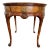 Vintage Baker Furniture Queen Anne Burl Walnut Round Accent Table | Georgian Style Carved Shell Side Table With Drawer For Sale
