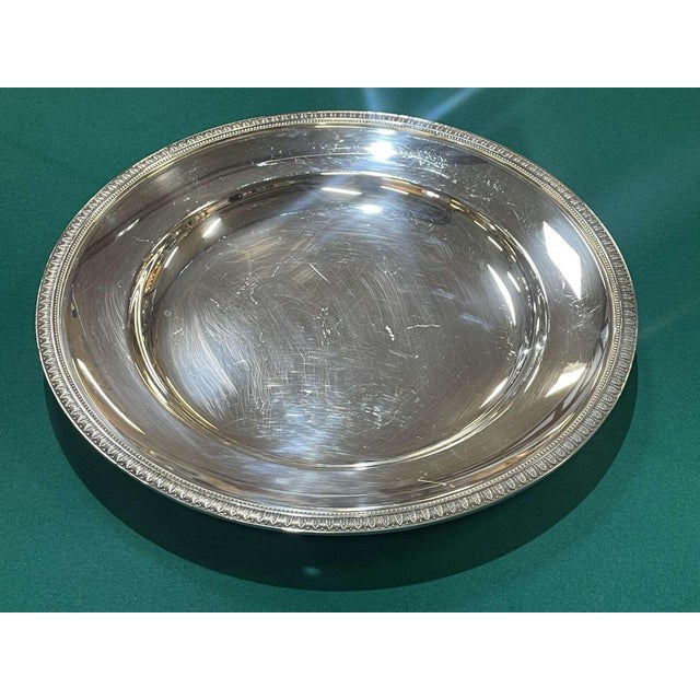 Silver Malmaison Pattern Round Silver-Plated Metal Tray from Christofle For Sale - Image 8 of 8