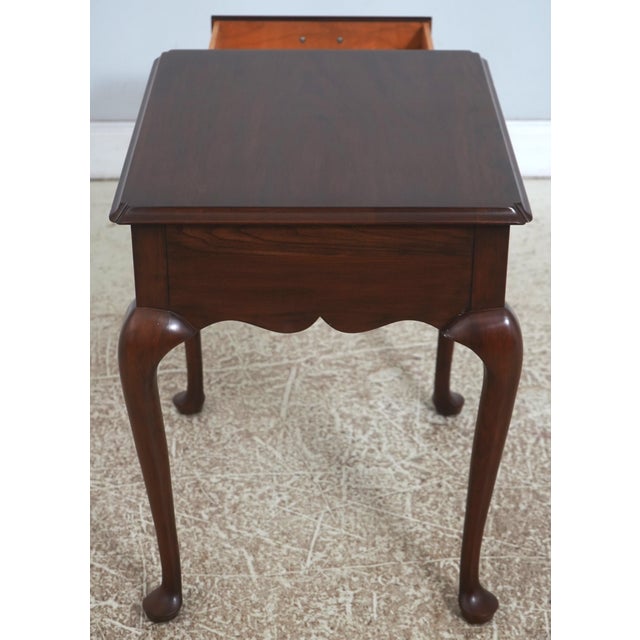 Pair of Henkel Harris Cherry Queen Anne 1 Drawer Lamp Tables For Sale - Image 12 of 18