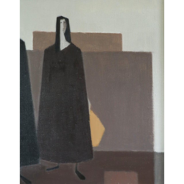 Mid-Century Modern 'Silent Companions' Figurative Oil Painting by Swedish Artist Fabian Lundqvist (1913-1989), Framed For Sale - Image 10 of 12