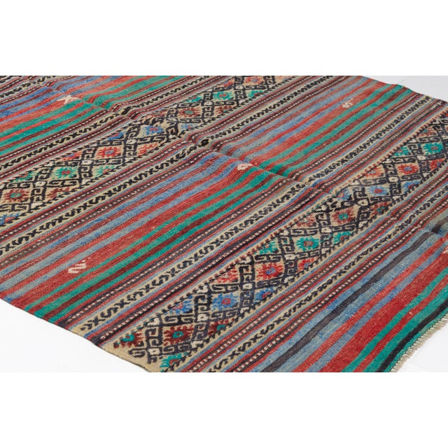 1950s 1950s Multicolored Geometric Flatweave Kilim For Sale - Image 5 of 10