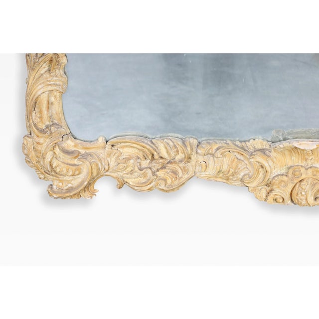 Beige 19th Century French Louis XV Revival Hand-Carved Mirror For Sale - Image 8 of 12