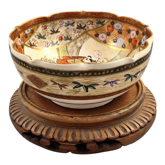 Meiji Japanese Satsuma Hanami Bowl by Kyoto Export Ware, 1895 For Sale - Image 3 of 11