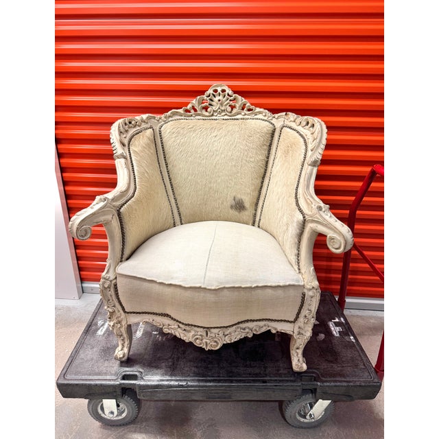 Pair of Louis XV Style Carved Bergère Lounge Chairs For Sale - Image 14 of 15