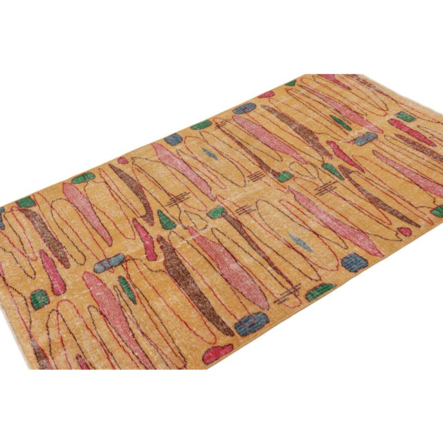 Rug & Kilim Vintage Zeki Múren Deco Rug in Gold With Geometric Pattern, From Rug & Kilim For Sale - Image 4 of 8