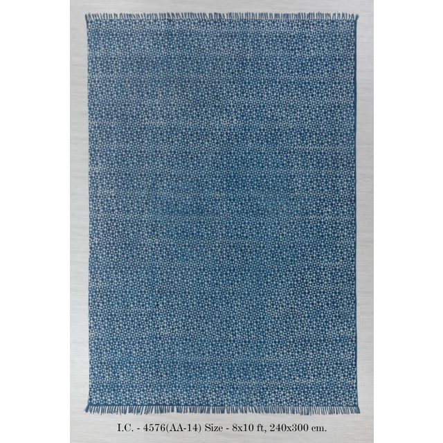 Textile Blue Indigo Hand Woven Bohemian Cotton Flatweave Kilim Rug, Boho Blue Rug 6x9 Ft. For Sale - Image 7 of 10