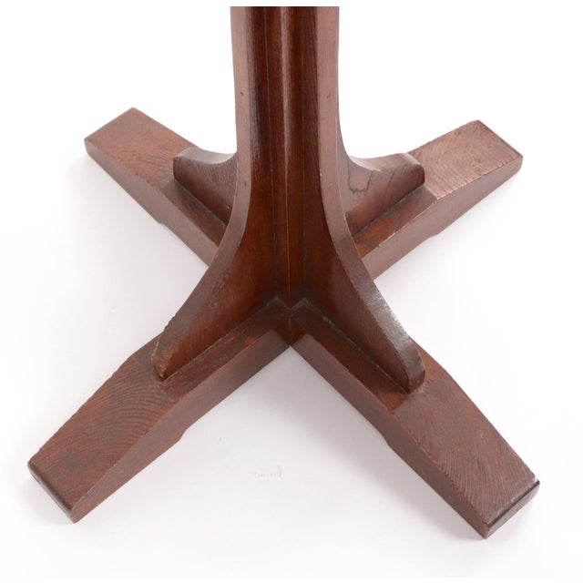 Mid 20th Century Arts & Crafts Oak Coat Tree Rack Iron Double Hooks For Sale - Image 5 of 6