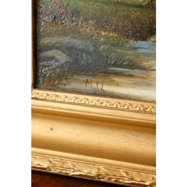 Signed Original Oil on Canvas by M. Quilter (British), Dated 1914 “Woodland Stream in Summer” For Sale - Image 4 of 5