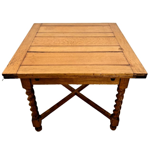 Antique Expanding Pub Kitchen Table Barley Twist Legs Quarter Sawn White Oak For Sale In Palm Springs - Image 6 of 11