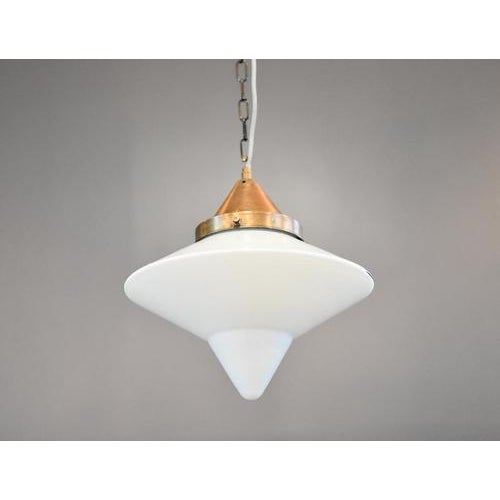 White Opaline Glass Pendant Light from Dr Ing Schneider & Co. For Sale - Image 8 of 8