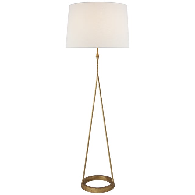 Transitional Visual Comfort Signature Dauphine Floor Lamp in Gilded Iron with Linen Shade For Sale - Image 3 of 3