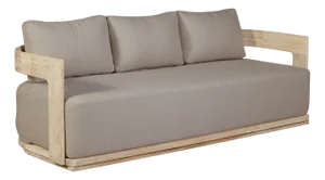 Eclipse Outdoor Solid Teak Wood Sofa Set - Gray Fabric