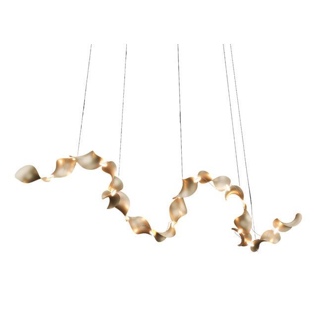 Dune 16 Curve Chandelier with Shades in Gold Metallic Tone by Daniel Becker for Moss Objects For Sale