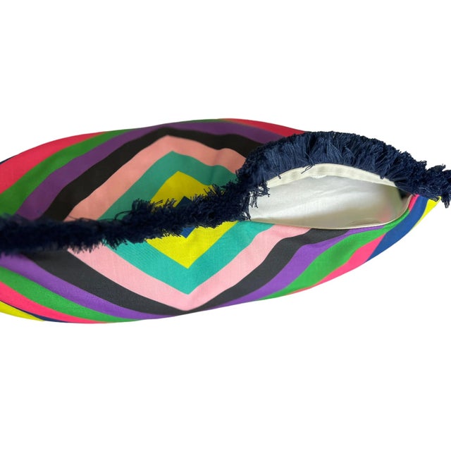 Art Deco Colorful Caribbean Multi Stripe Pillow Cover For Sale - Image 3 of 5